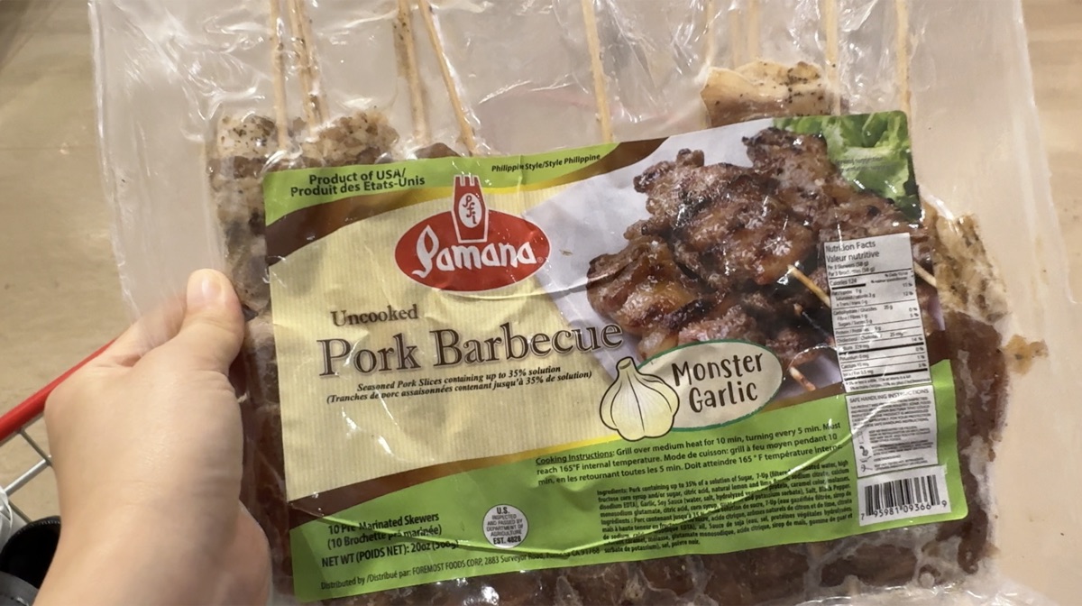 Frozen pork barbecue skewer with garlic at Seafood City Chandler