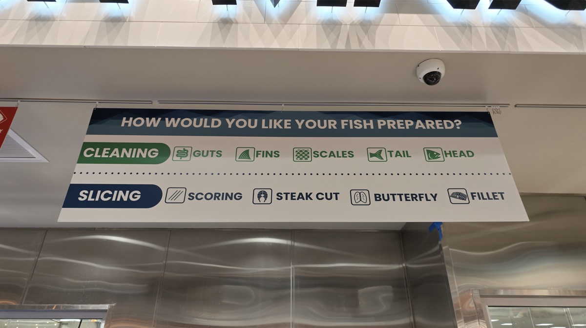 Fish preparation service sign at Seafood City Chandler