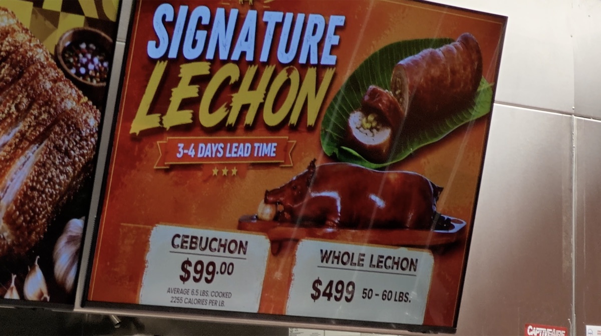 Signature Lechon menu at Seafood City Chandler food court showing Cebuchon and whole lechon pricing
