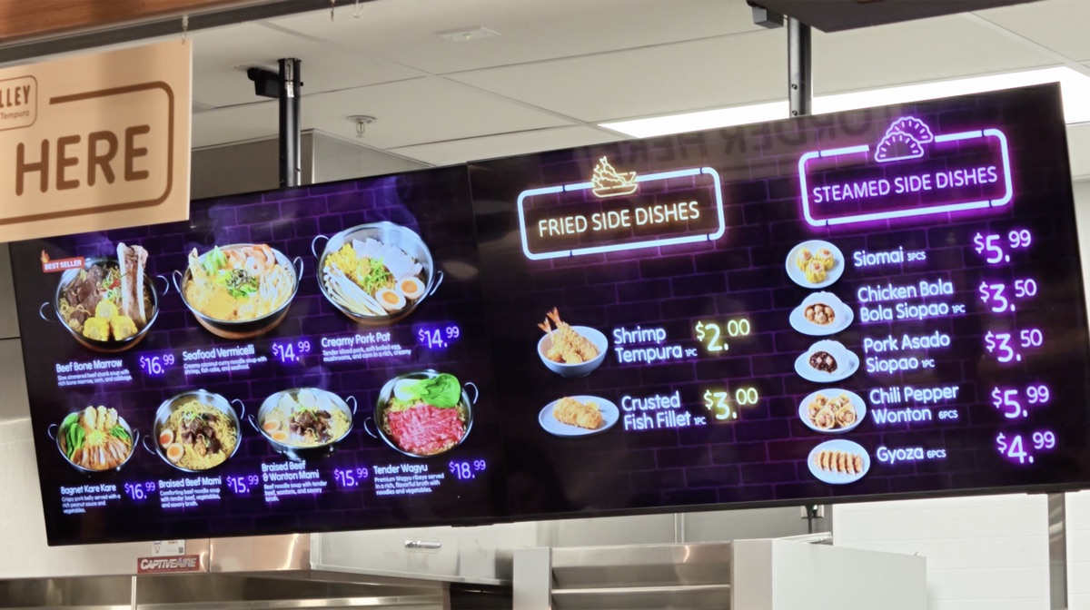 Dim sum menu at Seafood City Chandler food court
