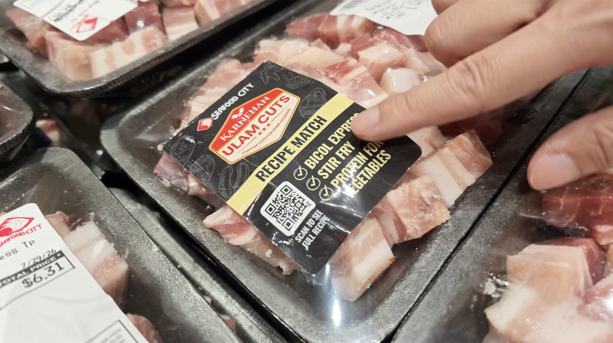 Karnehan Ulam Cuts Recipe Match packaging showing bicol express, stir fry, and vegetable protein suggestions
