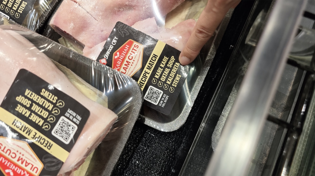 Recipe Match meat packaging suggesting kare kare, oxtail kaldereta, and sinigang stew
