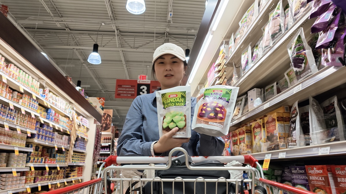 Pandan and ube puto mix on the shelf at Seafood City Chandler