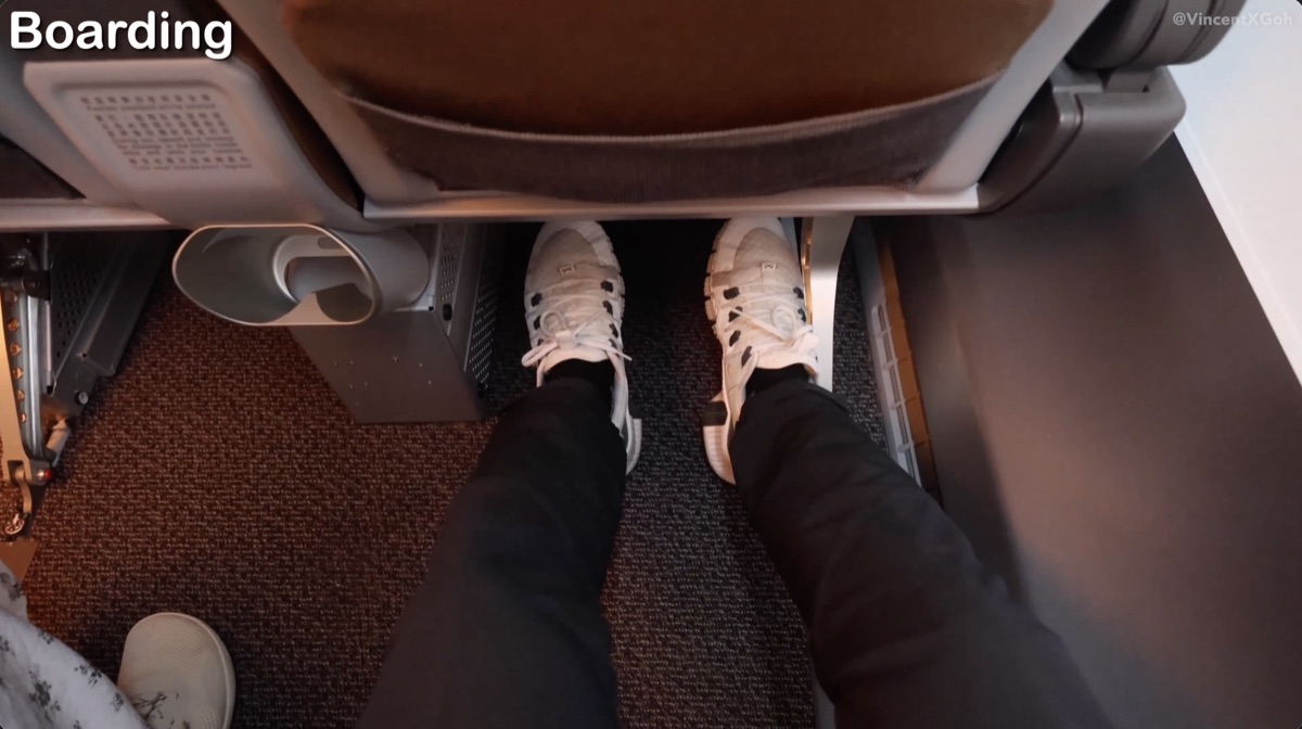Starlux premium economy leg rest and footrest reclined