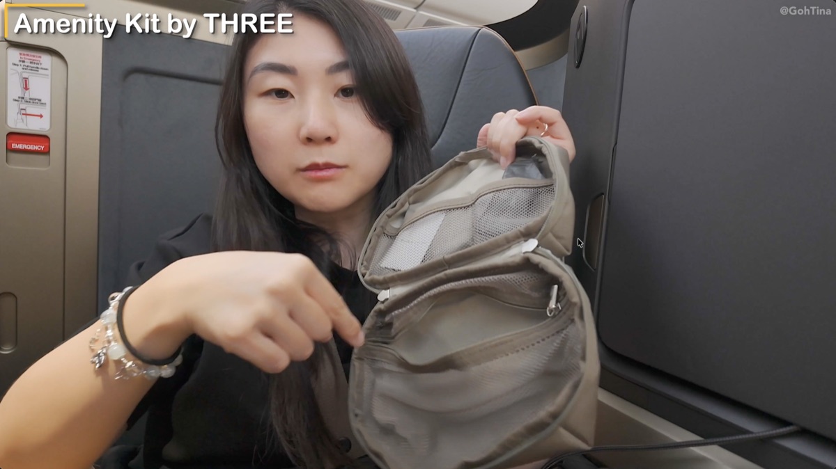 Sectioned amenity bag that works as a makeup or cable organizer