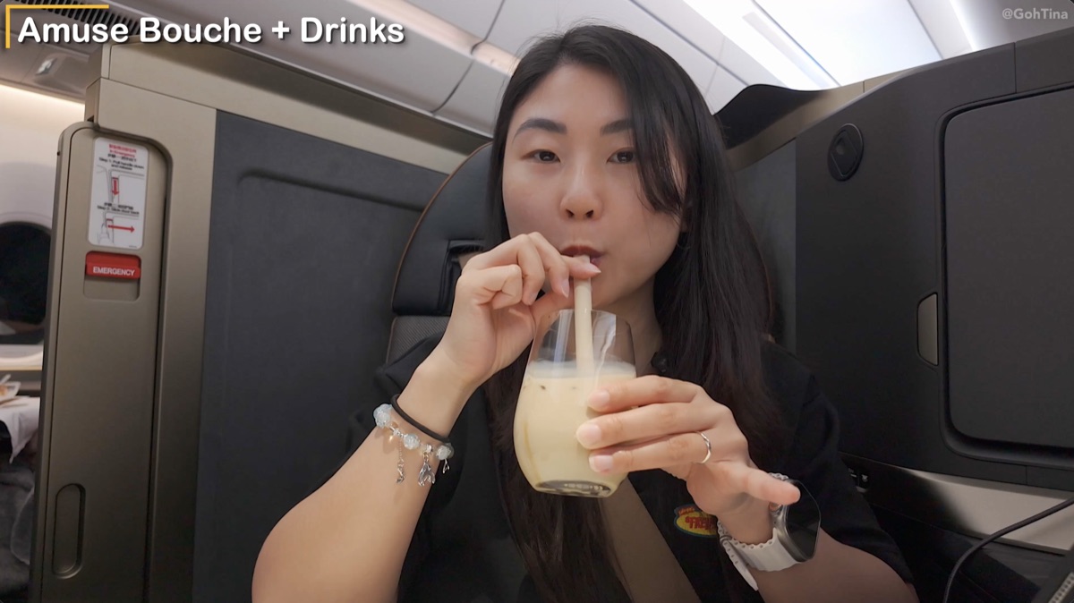 Signature boba tea served in Starlux business class