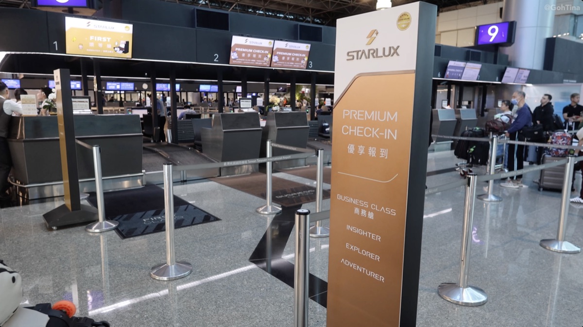 Starlux business class check-in area at Taipei Taoyuan Terminal 2