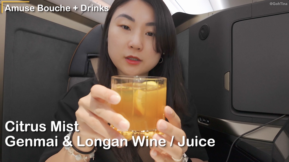 Citrus Mist cocktail in Starlux business class