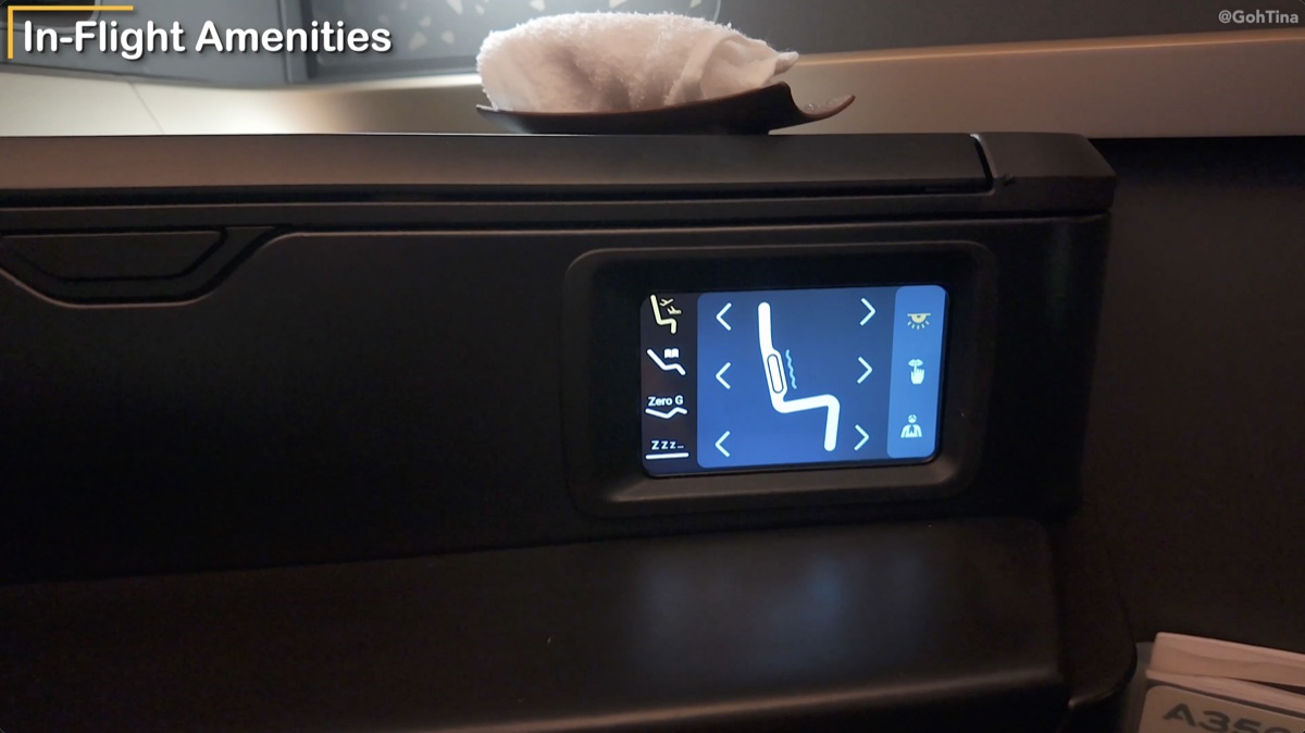 Seat controls at the Starlux business class seat