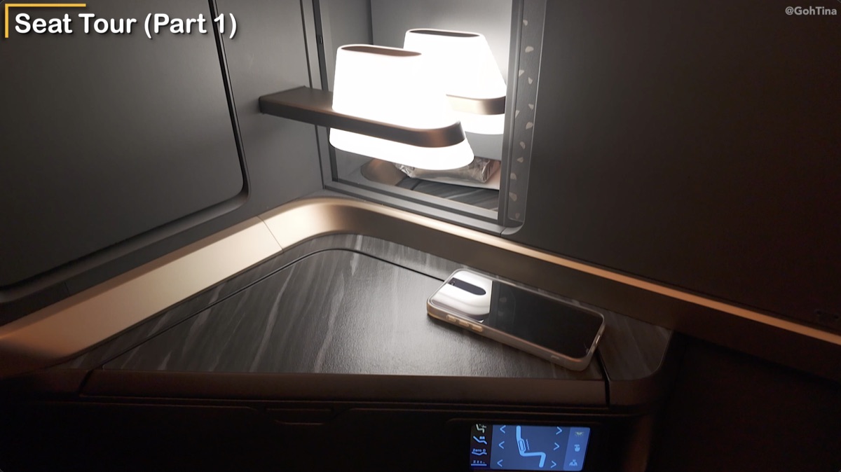 Side table at the Starlux business class seat