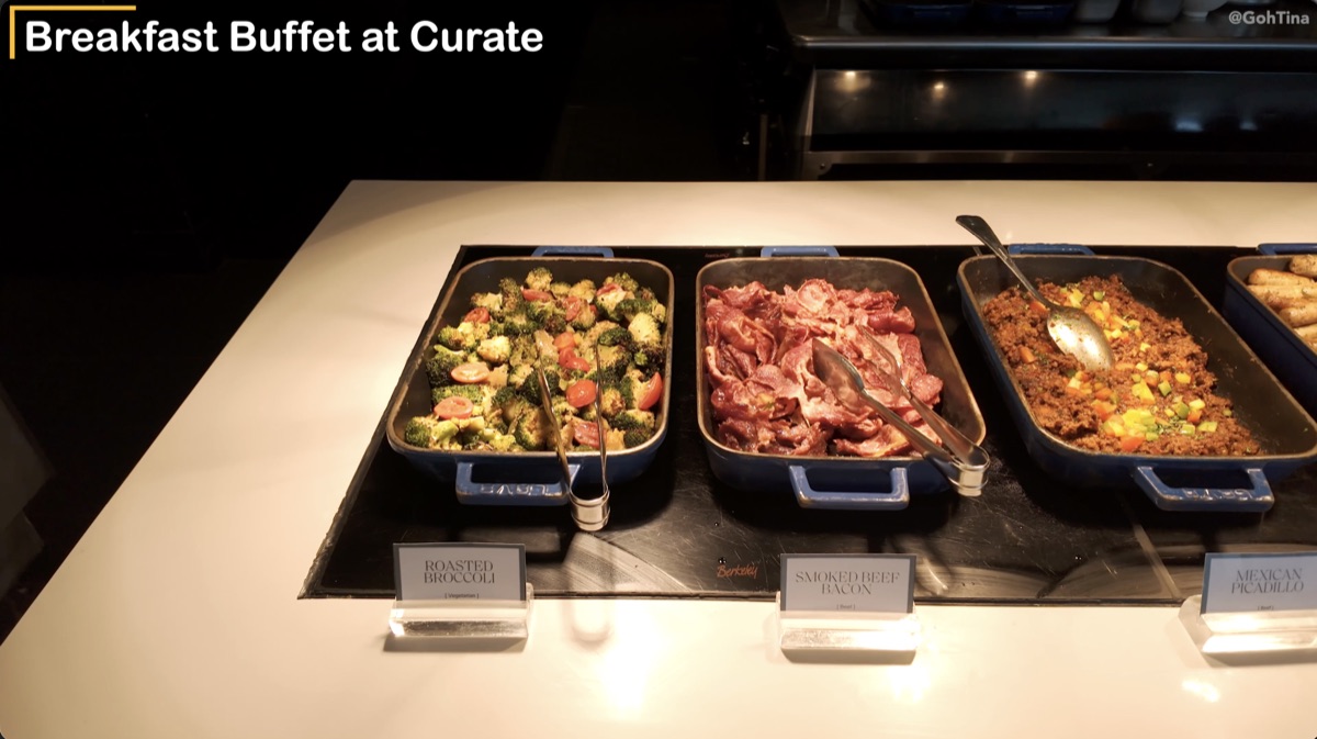Roasted broccoli with beef bacon at Curate breakfast