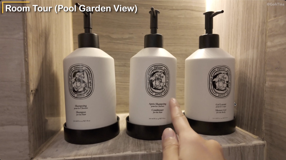 Diptyque shampoo, conditioner, and shower gel