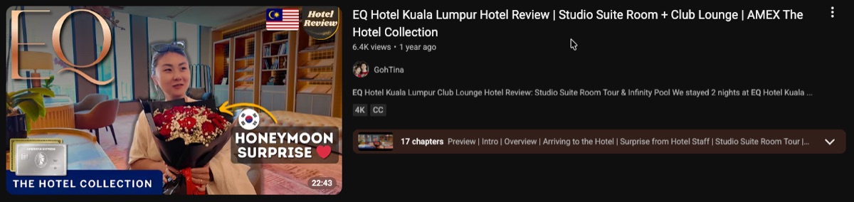 EQ Hotel Kuala Lumpur hotel review video