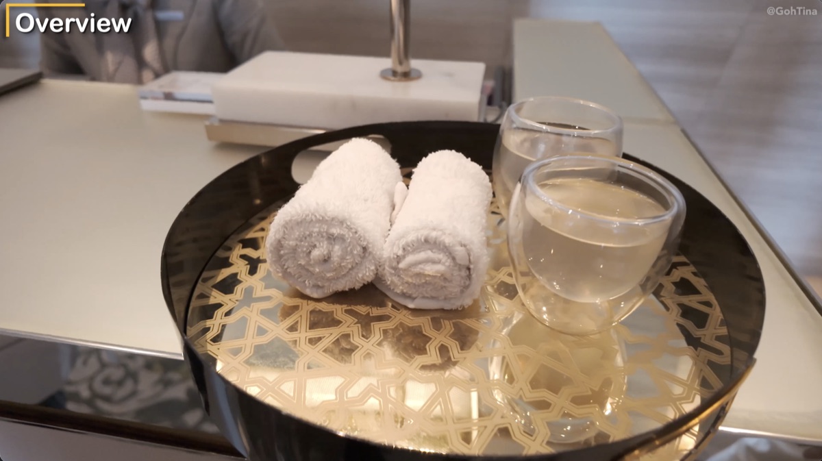 Welcome drinks and cold towels at check-in