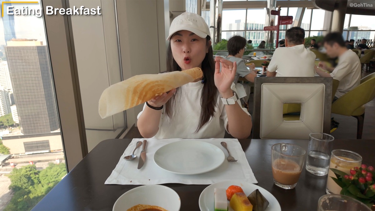 Eating tosai at Thirty8 breakfast buffet