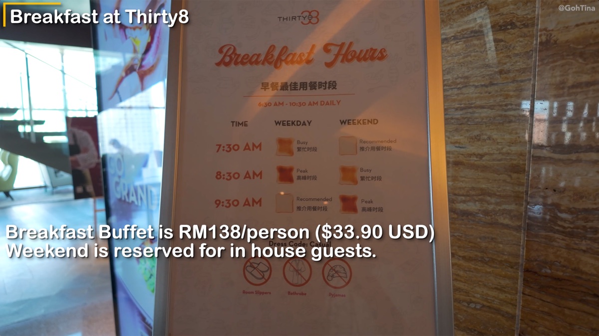 Thirty8 breakfast buffet pricing