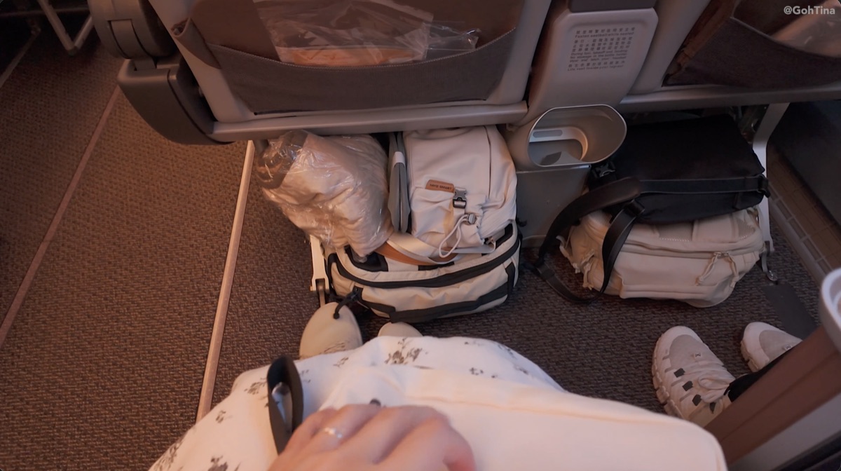 Starlux premium economy legroom with leg rest extended