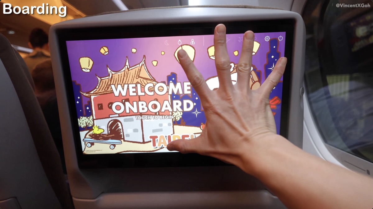 Large tilting personal screen at the Starlux premium economy seat