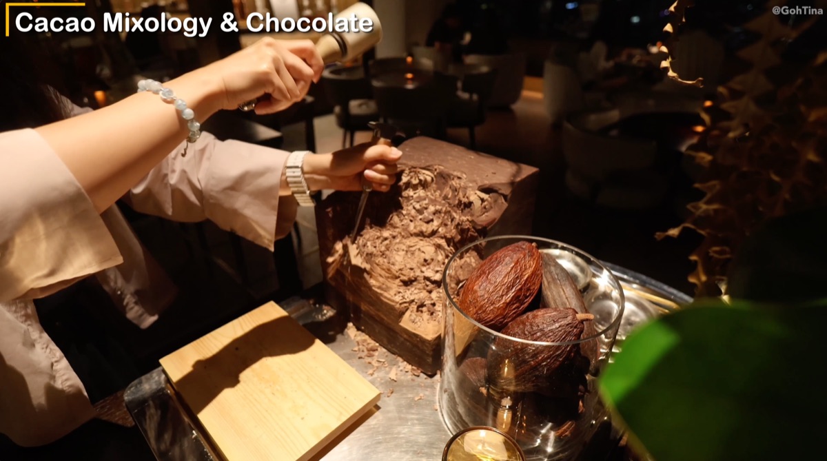 Tasting freshly carved chocolate at the Cacao bar
