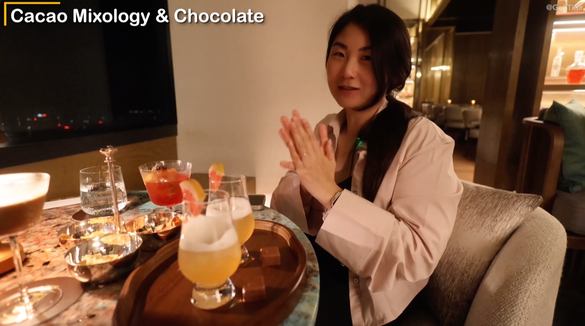 Complimentary birthday mocktail paired with hazelnut chocolate