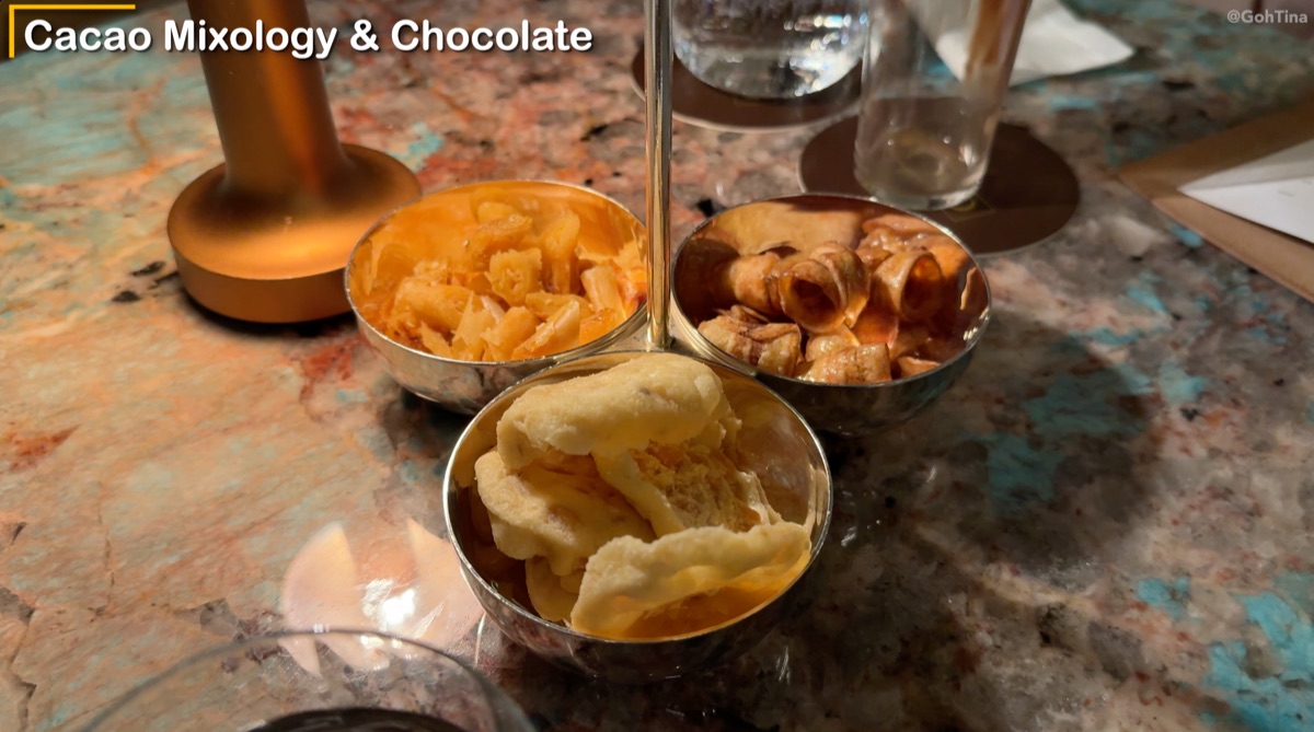 Snacks served at the Cacao Mixology bar