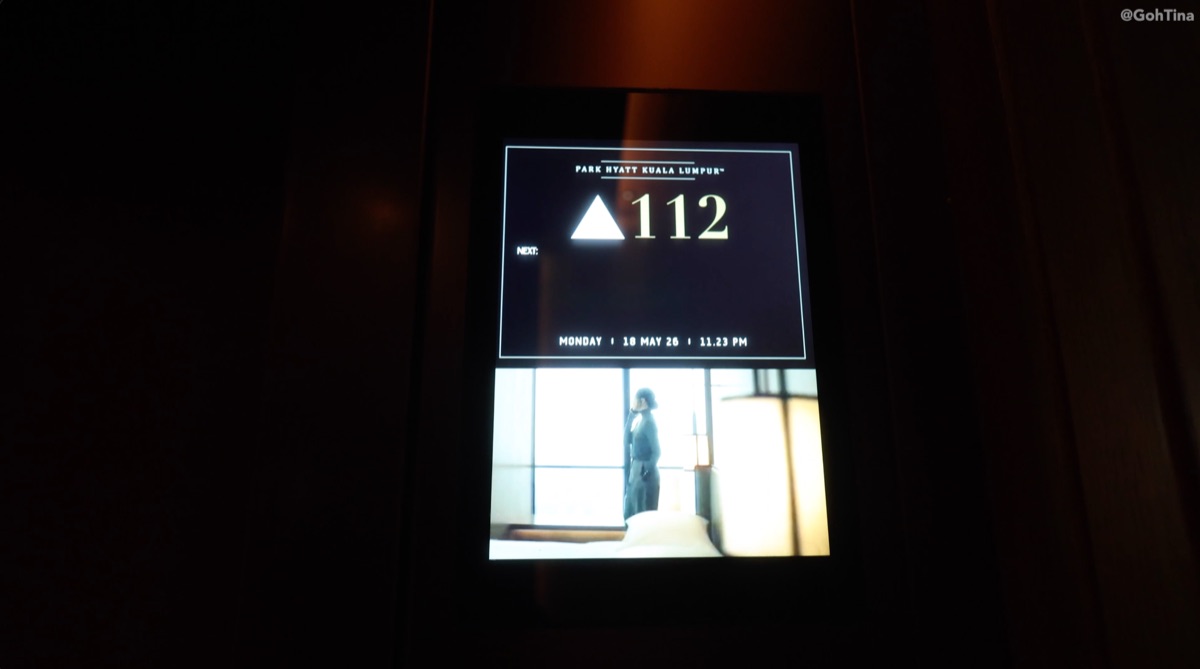 Elevator screen showing the 112th floor