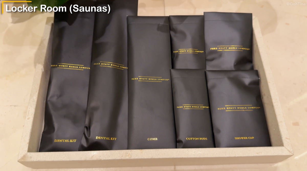 Amenity kit with comb and essentials in the locker room