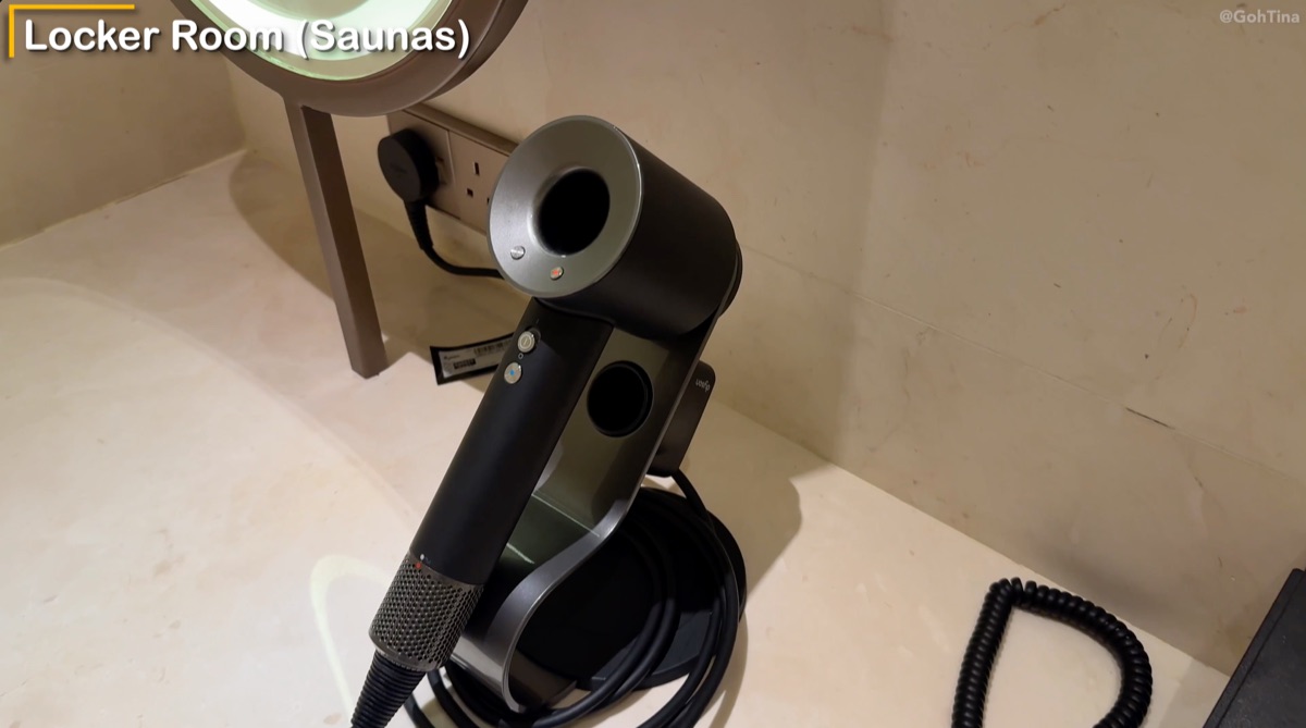 Dyson hair dryer in the locker room