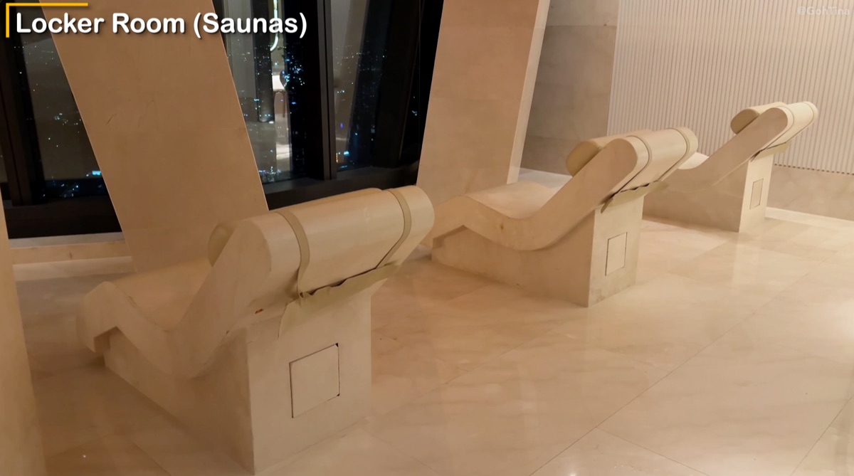 Lounging chairs in the locker room