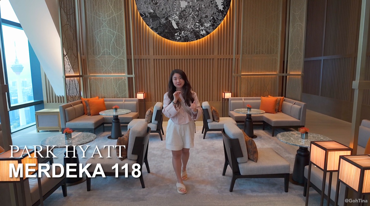Posing in the 75th floor lobby at Park Hyatt Kuala Lumpur