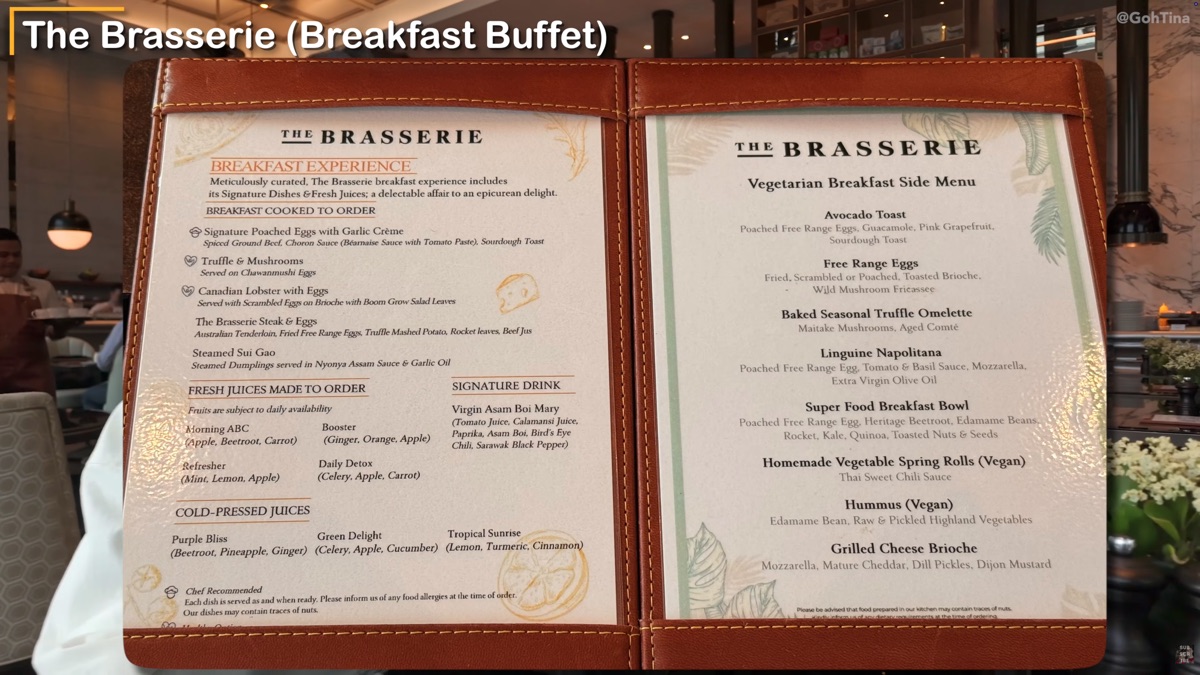 The Brasserie breakfast buffet menu