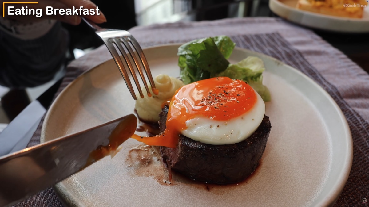 Steak and egg, à la carte at The Brasserie
