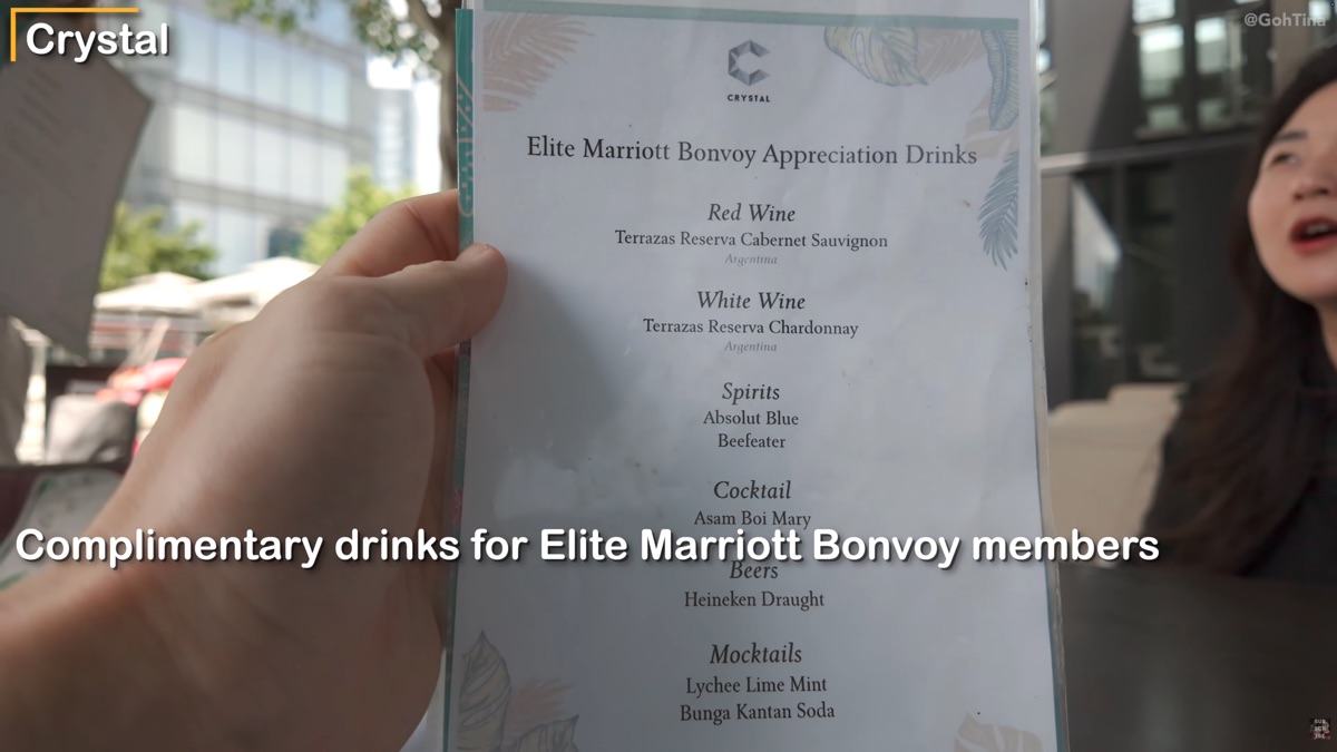 Crystal drink menu