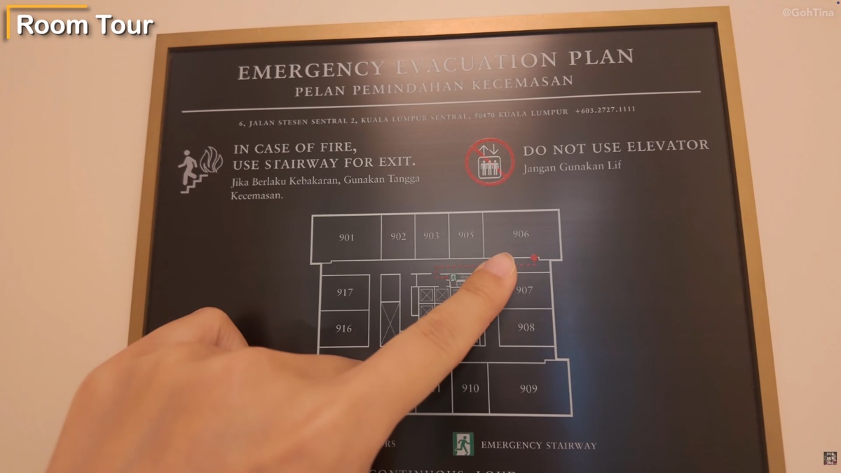 Room number location marker for room 906