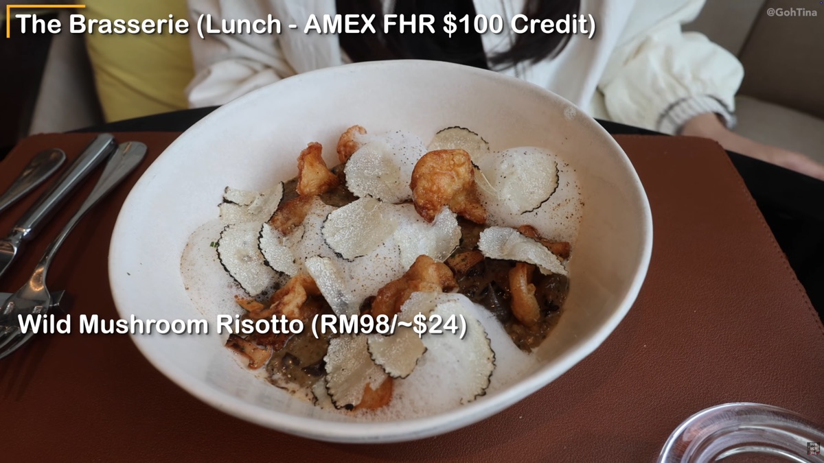 Wild mushroom risotto with truffle, lunch at The Brasserie