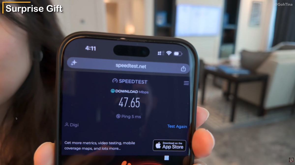 Wi-Fi speed test showing 47 Mbps