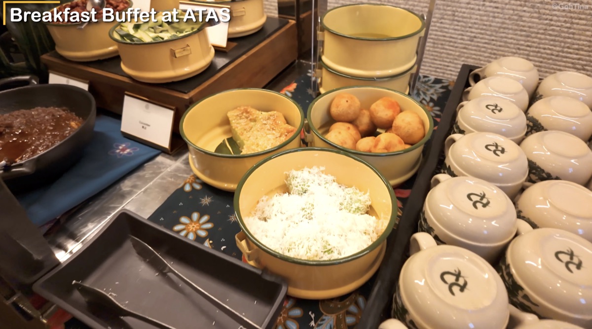 Malaysian kuih and dessert spread at breakfast
