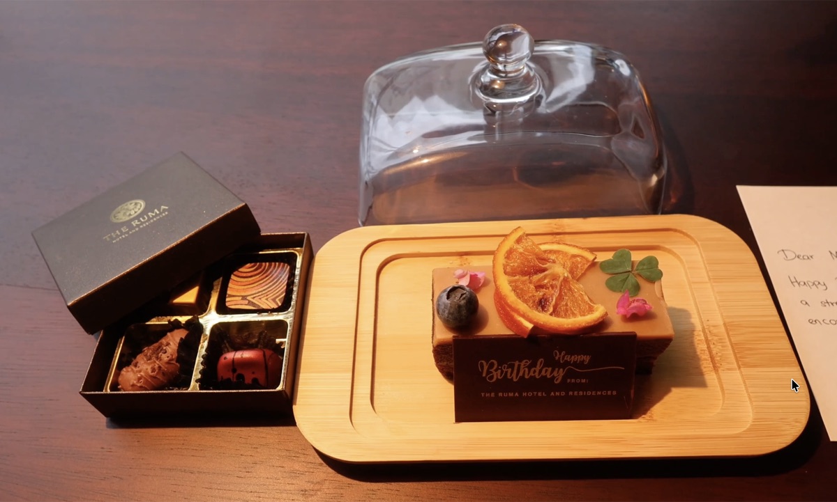 Chocolate box and birthday cake welcome gift