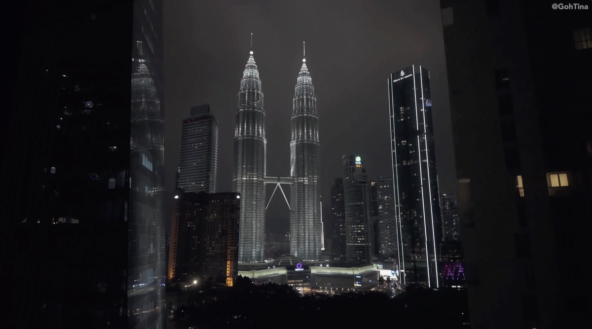 Nighttime view of the KL Twin Towers from the room