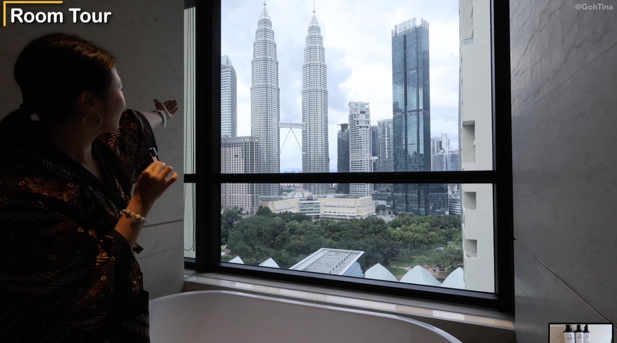 Tub with a view of the KL Twin Towers
