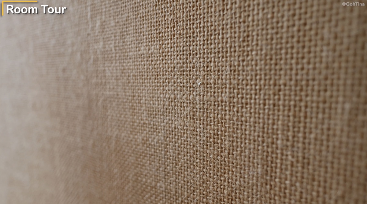 Rice sack bag textured wall material in the room