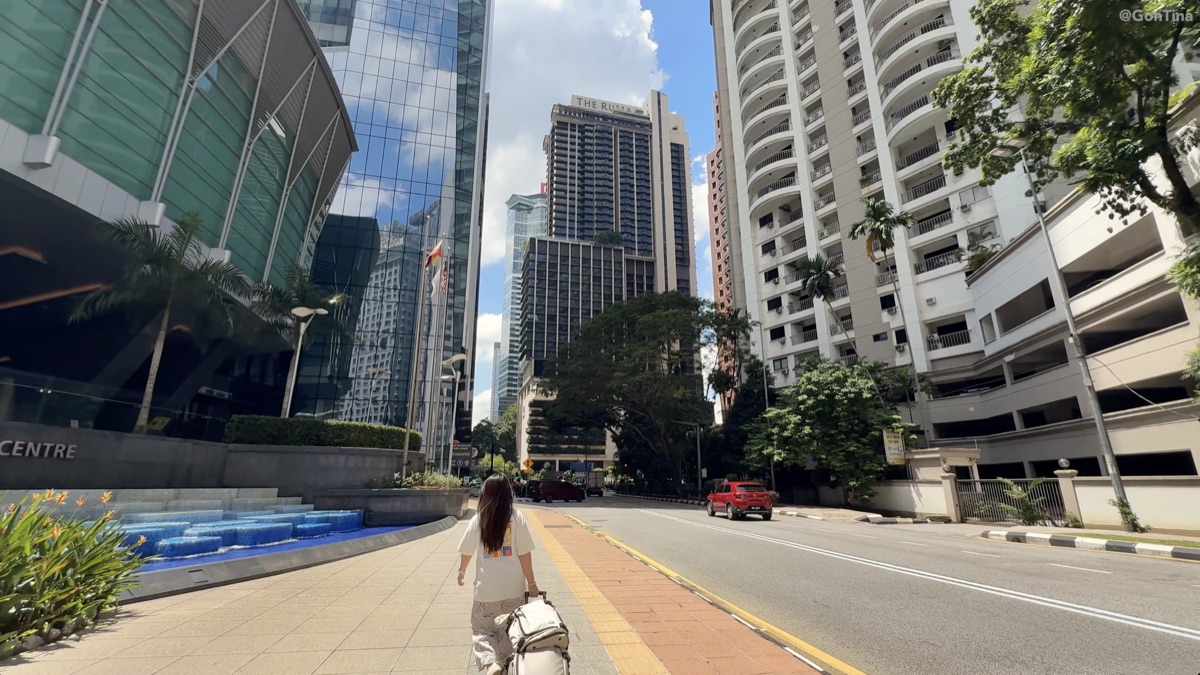 Walking to The RuMa Hotel with the hotel in view